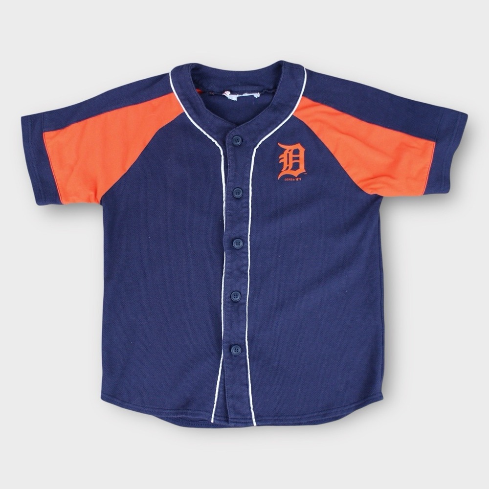 Vintage Detroit Tigers Boys Youth Large Baseball Jersey Navy Orange MLB